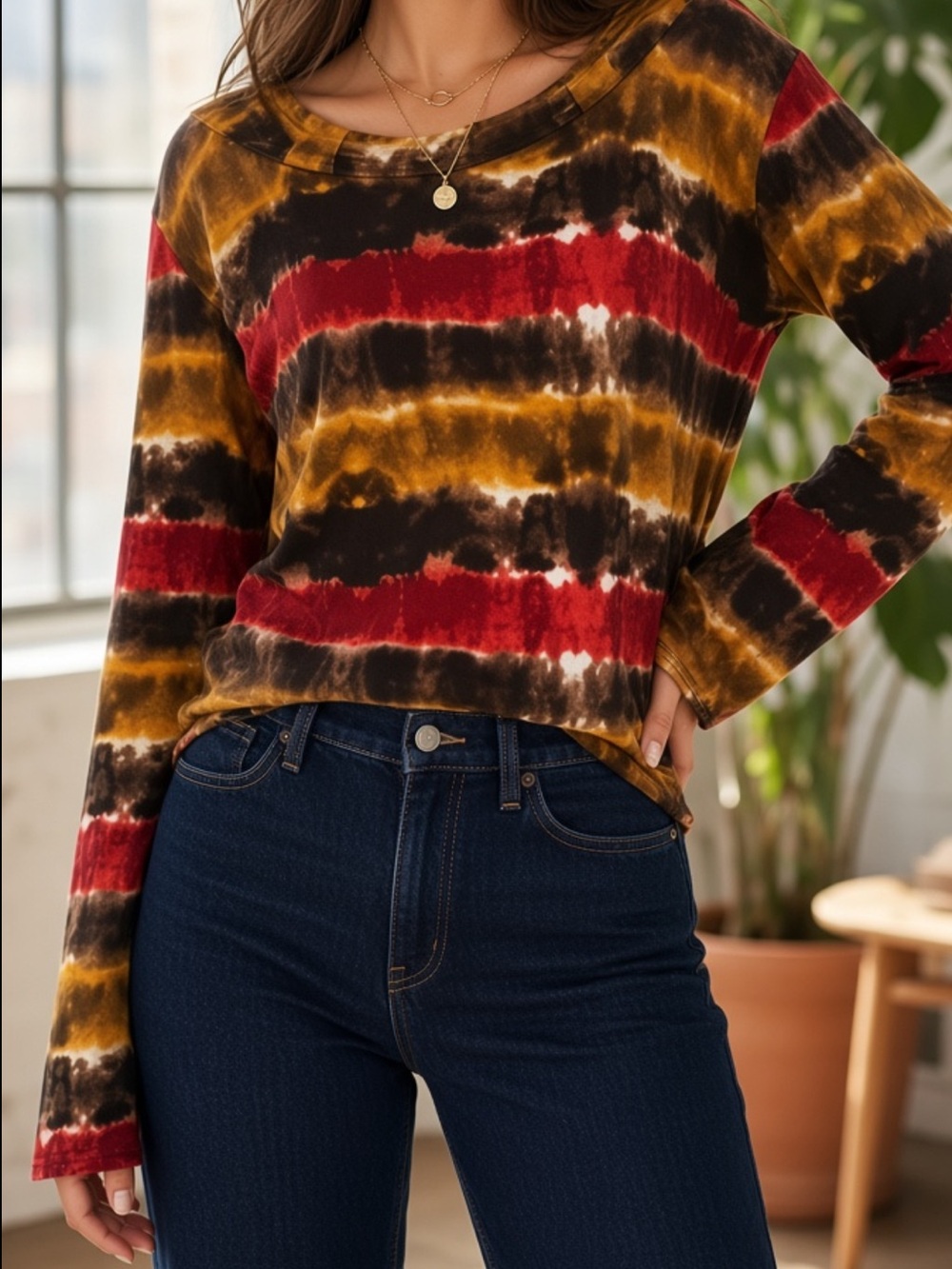 FDJ Women’s Cherry red / tie dye long sleeve tee in great condition!